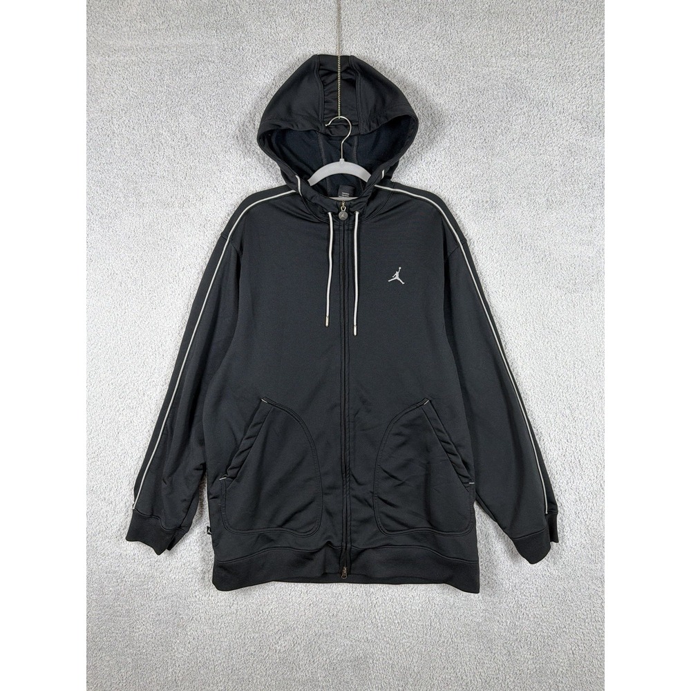 VTG Nike Jordan Jumpman 23 Men's Sz XL Black/Silver Full Zip Hoodie Track Jacket